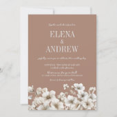 Elegante Blumenmocha Brown und White Wedding Einladung (Vorderseite)