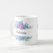 Elegante BlumenMonogramed Kaffee-Tasse Kaffeetasse (Vorderseite Links)