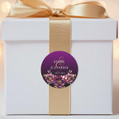 Elegante Blumennamen Datum Hochzeitsticker Runder Aufkleber