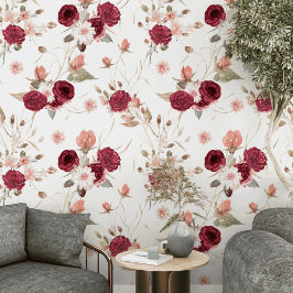 Elegante, blumenorange- und maronfarbene Blume Tapete