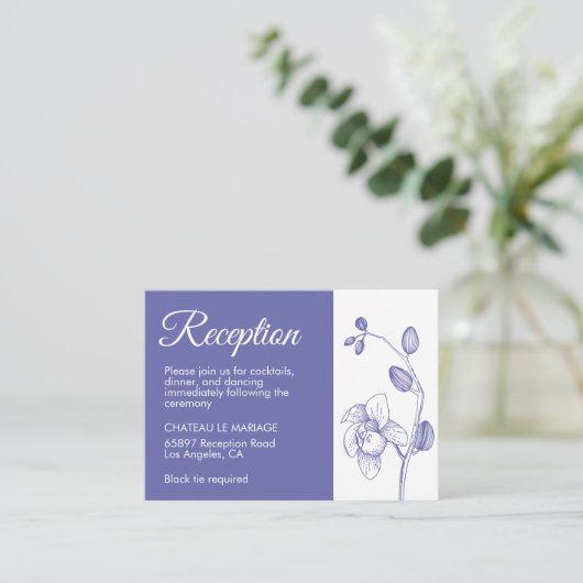 Elegante Blumenorchideen Moderner Empfang Begleitkarte (Stehend Vorderseite)