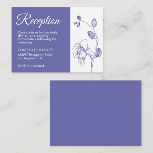 Elegante Blumenorchideen Moderner Empfang Begleitkarte (Vorne/Hinten)