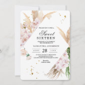 Elegante Blumenorchideen & Pampas Schönheitsrahmen Einladung (Vorderseite)