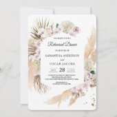 Elegante Blumenorchideen & Pampas Schönheitsrahmen Einladung (Vorderseite)