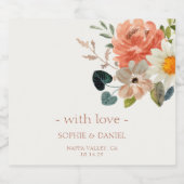 Elegante Blumenpaare mit Liebe Schaumweinetikett (Einzelnes Label)