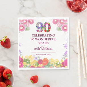 Elegante Blumenparty zum 90. Geburtstag / 90 Jahre Serviette
