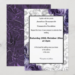 ELEGANTE BLUMENPATTERN FOIL METALLIC WEDD EINLADUNG