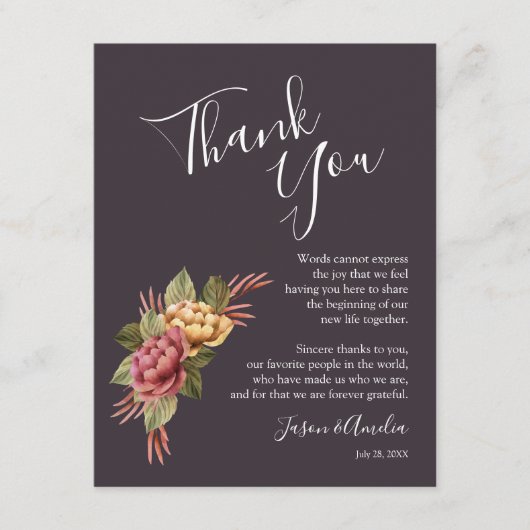 Elegante Blumenplatte Vielen Dank Dankeskarte (Vorderseite)