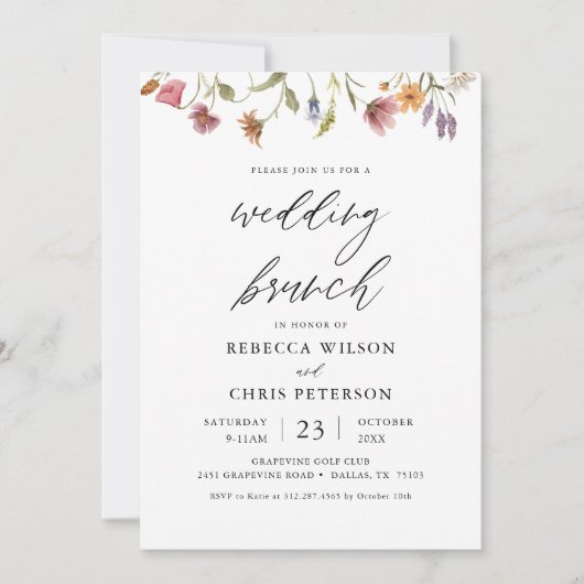 Elegante Blumenpost Hochzeitsfeier Einladung (Vorderseite)