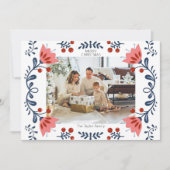 Elegante Blumenrahmen Weihnachten Ein Foto (Vorderseite)