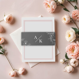 Elegante Blumenrauche Grau Hochzeit Einladungsbanderole