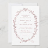 Elegante Blumenreath Vintag Blush Mauve Wedding Einladung (Vorderseite)