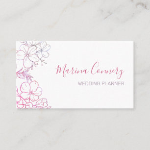 Elegante Blumenreihe Zeichnend Hochzeitsplaner Visitenkarte