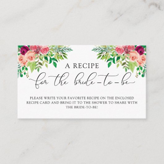 Elegante Blumenrezepte Begleitkarte (Vorderseite)