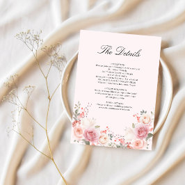 Elegante Blumenrosa Hochzeitsdetails Begleitkarte