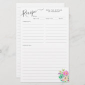 Elegante Blumenrosa Sukkulente Rezeptkarte (Vorne/Hinten)