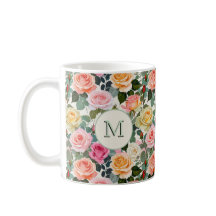 Elegante Blumenrosen Monogramm hübsche Blumen