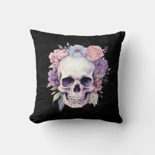 Elegante Blumenschädel Gotische Halloween-Dekorati Kissen