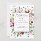 Elegante Blumenschmetterlinge Einladung (Vorderseite)