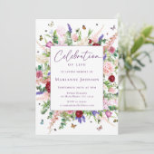 Elegante Blumenschmetterlinge Einladung (Stehend Vorderseite)