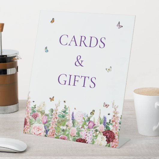 Elegante Blumenschmetterlinge Karten und Geschenke Sockelschild (In Situ)