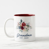 Elegante Blumenschrift Bloom Oma Custom Zweifarbige Tasse (Links)