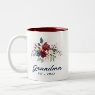 Elegante Blumenschrift Bloom Oma Custom Zweifarbige Tasse