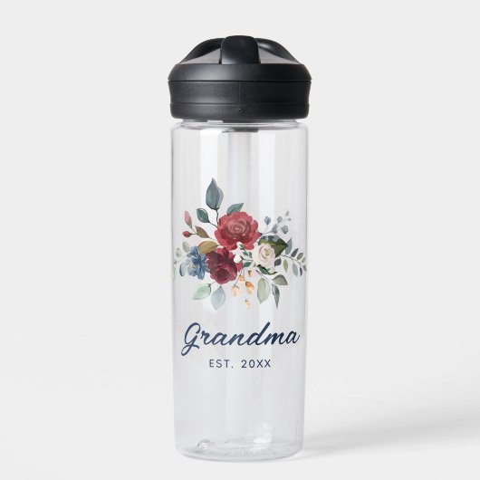 Elegante Blumenschrift Botanische Großmutter Custo Trinkflasche (Vorderseite)