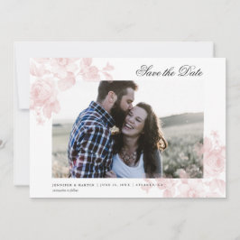 Elegante Blumenschrift-Foto Hochzeit Save The Date
