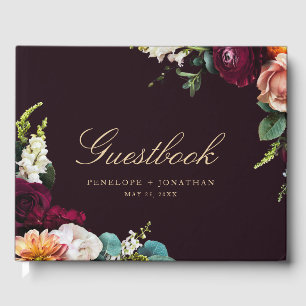 Elegante Blumenschrift Hochzeit Gästebuch