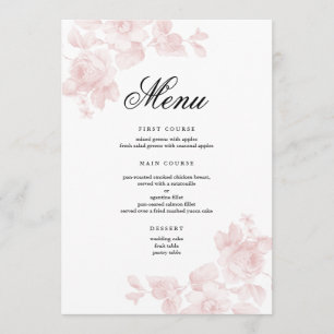 Elegante Blumenschrift Hochzeit Menükarte