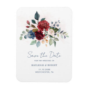 Elegante Blumenschrift Hochzeit Speichern Sie das  Magnet