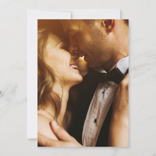 Elegante Blumenschrift Romantisches Foto Hochzeit (Rückseite)