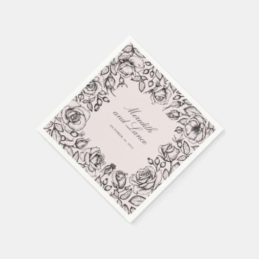 Elegante Blumenschrift Serviette (Ecke)