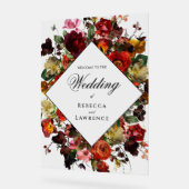 Elegante blumenschwarze Hochzeit Acrylschild (Winkel)