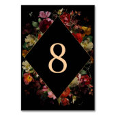 Elegante blumenschwarze Hochzeit Tischnummer (Vorderseite)