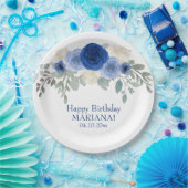 Elegante Blumensegel Blaue Blumengeburt Party Pappteller (Party)