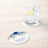 Elegante Blumensegel Blaue Blumengeburt Party Runder Pappuntersetzer (Vor Ort)