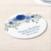 Elegante Blumensegel Blaue Blumengeburt Party Runder Pappuntersetzer (Angewinkelt)