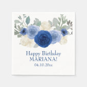 Elegante Blumensegel Blaue Blumengeburt Party Serviette (Vorderseite)