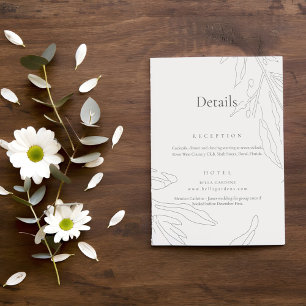 Elegante Blumenskizze Details zur Hochzeit Begleitkarte