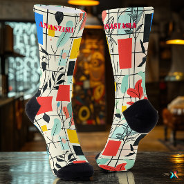 Elegante Blumensocken mit geometrischen Farbblöcke Socken