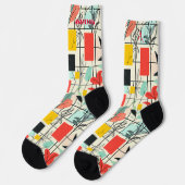 Elegante Blumensocken mit geometrischen Farbblöcke Socken (Linkes Detail)