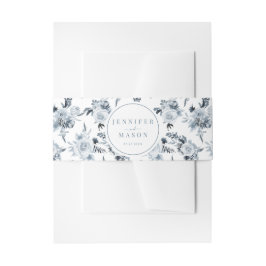 Elegante blumenstaubige blaugraue Hochzeit Einladungsbanderole