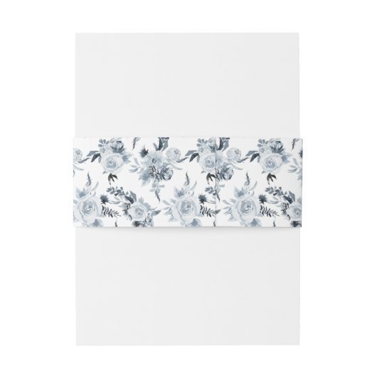 Elegante blumenstaubige blaugraue Hochzeit Einladungsbanderole (Rückseitenbeispiel)