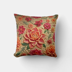 Elegante Blumenstickerei-Druck Akzentkissen Kissen