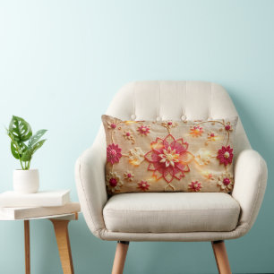 Elegante Blumenstickerei-Druck Lendenakzent-Kissen Lendenkissen