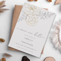 Elegante Blumensträhne Hochzeit Sichern Datum