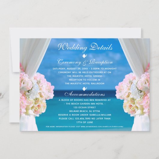 Elegante Blumenstrauß Beach Sommerhochzeiten Detai Einladung (Vorderseite)