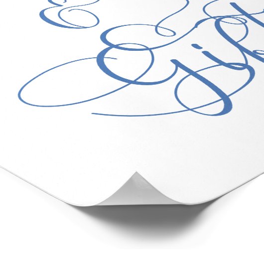 Elegante Blumenstrauß Blue Cards und Gifts Zeichen Poster (Ecke)